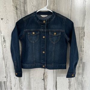 Lands’ End Girls Denim Jean Jacket Size Large 6-7 Color-Blue Denim